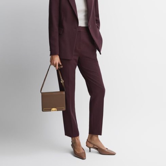 REISS Maroon High Waisted Trousers - Picture 1 of 8